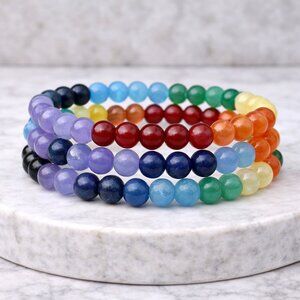Bundle Deal Natural Stone 7 Chakras Bracelet Set 6mm Beads Reiki Healing Crystal